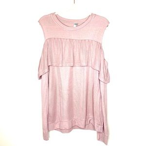 Long sleeve pink ruffle sweater